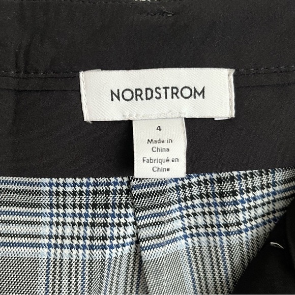 Nordstrom Straight Wide Leg Plaid Pants Slacks-Womens 4-Gray & Black-Office-Work - Picture 3 of 9